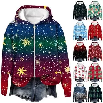 Куртки женские с длинным рукавом на молнии с принтом верхняя одежда повседневные куртки S