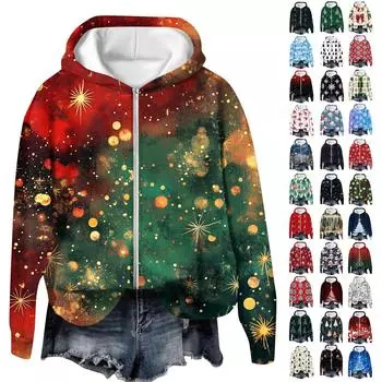 Куртки женские с длинным рукавом на молнии с принтом верхняя одежда повседневные куртки S