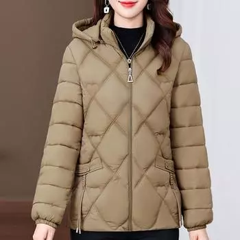 Куртки женские среднего возраста с капюшоном, толстые, теплые, элегантные, свободные, новые, в пальто, зимние парки XL чёрный