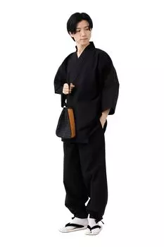 Kurume Casual [Tayutafu] Мужская Самуэ, Куруме, Круглый год, Хлопок, Самуэ, Домашняя одежда, Тканая одежда, Мужские пижамы, Сауна, (Неп Блэк, М)