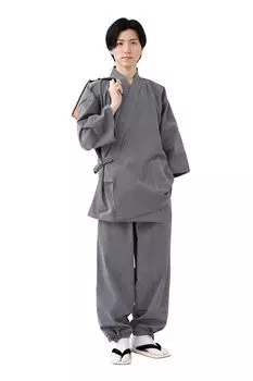 Kurume Casual x Black [Tayutaf] Мужская Самуэ, Куруме, Круглый год, Хлопок, Самуэ, Домашняя одежда, Ткань, Мужские пижамы, Сауна, (Серая полоска, S)