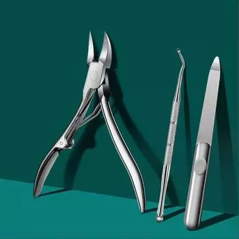 Кусачки для ногтей из нержавеющей стали, кусачки для пальцев, плоскогубцы для омертвевшей кожи, плоскогубцы для орлиного носа, профессиональные инструменты для ремонта ногтей, маникюрный набор серебряный