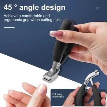 Кусачки для ногтей из нержавеющей стали с большим отверстием и изогнутой головкой, устойчивые к брызгам, прочные, портативные, для мужчин и женщин, для толстых ногтей, маникюрные инструменты для ухода за ногтями чёрный