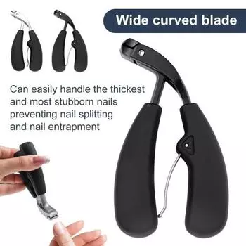 Кусачки для ногтей из нержавеющей стали с большим отверстием и изогнутой головкой, устойчивые к брызгам, прочные, портативные, для мужчин и женщин, для толстых ногтей, маникюрные инструменты для ухода за ногтями чёрный
