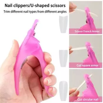 Кусачки для ногтей Эргономичный дизайн с пружиной Прямой край Острое лезвие Экономящий труд маникюрный инструмент U-образные профессиональные кусачки для накладных ногтей Салонные принадлежности розовый