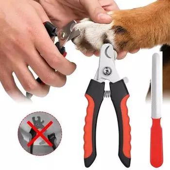 Кусачки для ногтей у собак Профессиональные кусачки и триммеры для ногтей у домашних животных Кусачки для ногтей у домашних собак и кошек Точилка для ногтей у собак с защитным кожухом красный