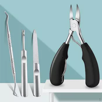 Кусачки для ногтей/Вилочный резак из нержавеющей стали с ручкой Портативный ноготь на пальце ноги для ногтей