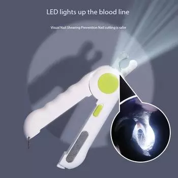 Кусачки и пилочка для ногтей для кошек и собак, кусачки для ногтей домашних животных со светодиодами, набор ножниц для чистки ногтей домашних животных и косметические принадлежности.