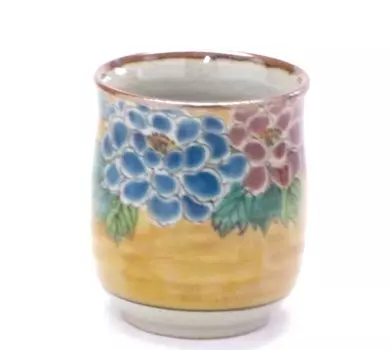 Кутани Большая темная расписная пионовидная керамика с грунтовкой [Чайная чашка]