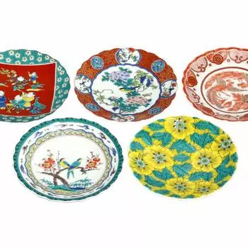 Кутани изделия Seikogama набор из 4 тарелок в историческом стиле живописи (Ограниченный запас) нет. (Набор 5) СК-019 синий