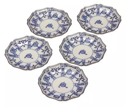 Kutani ware Iwataya Kutani ware plate set dyed treasure (No. 6) K7-150
