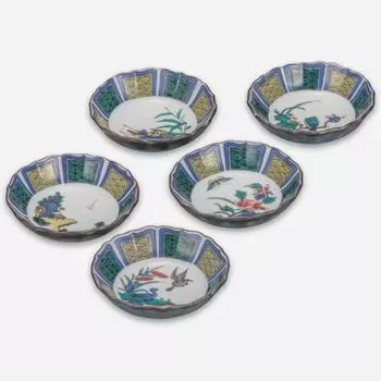 Kutani ware Iwataya Small bowl set Old Kutani picture change Kutani ware (No. 3) K8-188