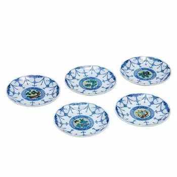 Набор тарелок Кутани, рисунок Ёсидая, меняющийся, 4,5 K8-23 белый