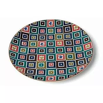 Kutani ware Seikogama plate stone pavement crest No. 9.5 (large plate) SK-224 зелёный