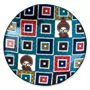 Kutani ware small 12cm in old Kutani colored picture stone pavement miscellaneous made in Japan 712111 Monchhichi plate, plate, approx. diameter,