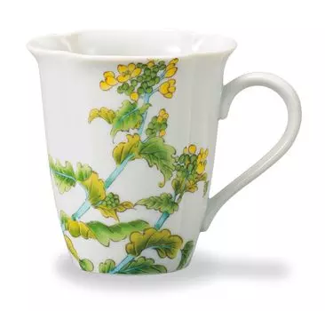Kutani Yaki Iwataya Beautiful Four Mug Nanohana Japan s Seasons (February) AP7-5157 белый
