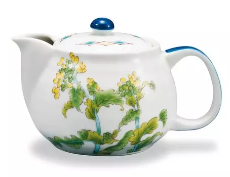 Kutaniyaki Iwataya beautiful four pot teapot Nanohana Japan s seasons (February) AP7-5168 белый