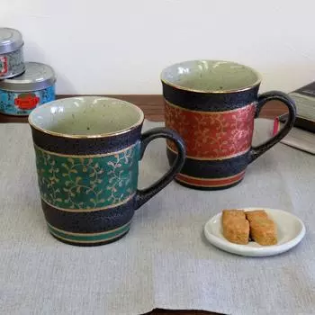 Кутанская посуда керамическая парная кружка золотая арабеска AK5-0886 белый