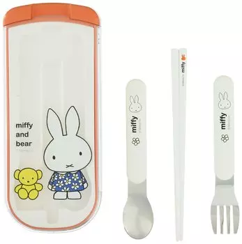 Kutsuwa Miffy Trio Set Miffy Kids Lunch Series MF673 Сделано в Японии (Палочки для еды, ложка, вилка)