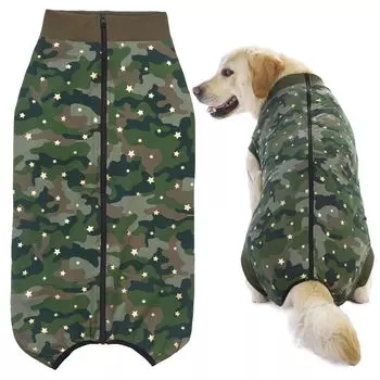 KUVEELA PET большой средний послеоперационный женский мужской послеоперационный послеоперационный костюм для ухода за домашними животными елизаветинская защита ран собаки, собаки,