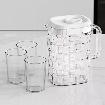 Кувшин для напитков Бутылка для холодной воды 2 л Большая емкость с ручкой Кувшин для льда белый