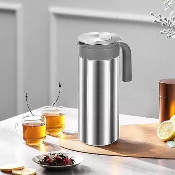 Кувшин для напитков, кувшин для холодной воды с крышкой и ручкой, чайник для лимонада, кофейник, нержавеющая сталь 1500ml