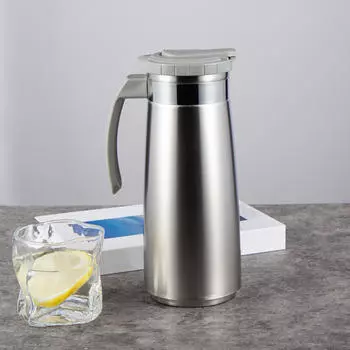 Кувшин для воды из нержавеющей стали 1,3 л, чайник для холодного чая, кофе для сока серый