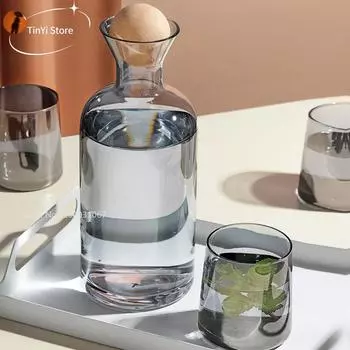 Кувшин для воды из серого янтарного стекла с ручкой, термостойкий, холодный, горячий чайник, большой емкости, бутылка для воды, кувшин для сока