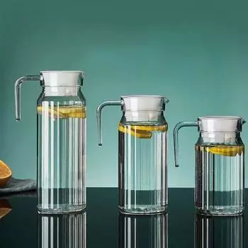 Кувшин для воды с крышкой, анти-падение, чайники для холодной воды, горшок для чая со льдом, полосатый кувшин, холодильник 600ml