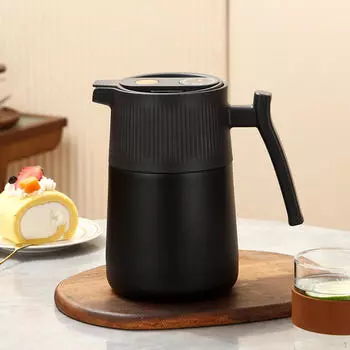 Кувшин для воды, термофляга, 1800 мл, изолированный графин для кофе из нержавеющей стали для путешествий чёрный