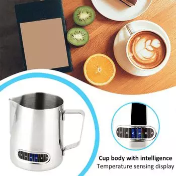 Кувшин для вспенивания молока из нержавеющей стали 600 мл(20oz) Кувшин для вспенивания молока с термометром Чашка для вспенивания молока для эспрессо