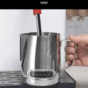 Кувшин для вспенивания молока объемом 350 мл/600 мл с дисплеем температуры, нержавеющая сталь, чашки для латте-арта, бариста, капучино, эспрессо, кофе