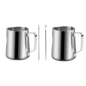 Кувшин для вспенивания молока со шкалой, кружка из нержавеющей стали для кофе, кувшин для вспенивания молока для домашнего офиса, кофейни
