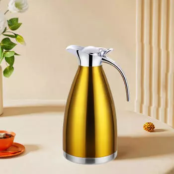 Кувшин из нержавеющей стали для холодных напитков с крышкой, многоразовый чайник, кувшин, диспенсер для чая золотой