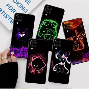 KV3139_Чехол с аниме-покемонами в японском стиле для Samsung Galaxy A52 A12 A32 A51 A21s A71 A13 A53 A22 A31 A72 A03 A02s A41, черный чехол для телефона Samsung A52 4G(5G)