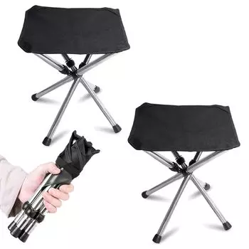 KVASS Уличный Стул Складной Компактный Стул Кемпинг Грузоподъемность 2 Части Черный 80-100 кг