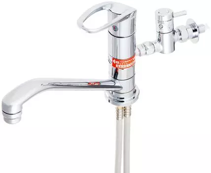 Смеситель KVK с монтажным отверстием для воды с отверстием для отвода и заглушкой в виде слона KM5011UTTU Однорычажный для мойки, (водоснабжение/горячее водоснабжение),