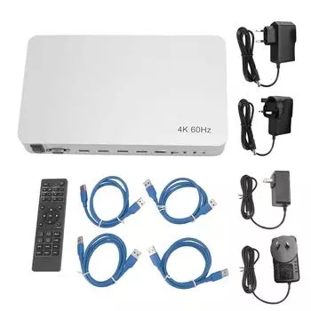 KVM-переключатель 4x1, 4 порта, поддержка 4K при 60 Гц, 2K при 120 Гц, выход 4 в 1, мультимедийный интерфейс HD, KVM-переключатель EU Plug