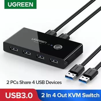 KVM-переключатель Ugreen с 4 портами USB USB 2.0