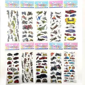 Kvvdi 10 листы Мультфильм наклейки Транспорт Автомобили Самолет Diy наклейки Рождество Мультфильм Пузырь наклейки Игрушки