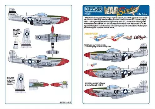 KW132121 Декаль Mustang армии США 1/32 WW.II P-51D Fiesty Sue / Lil Aggie