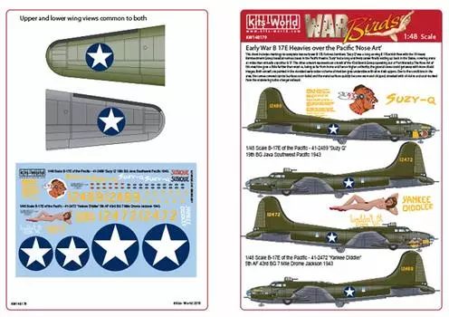 KW148179 Декаль Тихоокеанской армии США 1/48 B-17E времен Второй мировой войны `Suzy Q &`Yankee Diddler