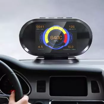 Kw206 2 в 1 Автомобильный сканер неисправностей Obd Hud Проекционный дисплей Спидометр Датчик наддува чёрный