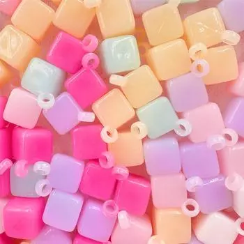 Квадрат для ручной работы для изготовления браслетов и сережек, свободные бусины, ювелирные аксессуары, акриловый модный материал, желейный цвет «сделай сам», 20 шт., 14*25,6 мм, аксессуары розовый