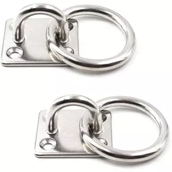 Квадрат из нержавеющей стали 304 с кольцевой проушиной (5/16 8 мм анкерное крепление) Для гамак-качели для йоги / морского такелажа / морского палубного оборудования 2pcs