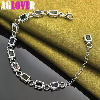 Квадрат из стерлингового серебра 925 пробы, инкрустированный разноцветными ювелирными изделиями из циркона AAA 20cm