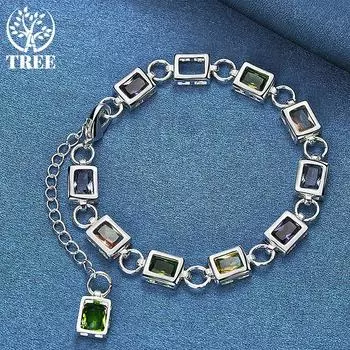 Квадрат из стерлингового серебра 925 пробы, инкрустированный разноцветными ювелирными изделиями из циркона AAA 20cm