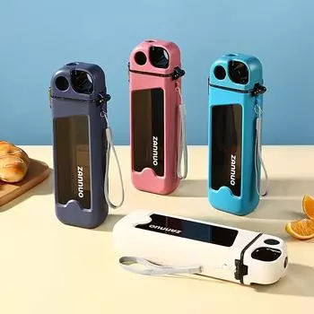 Квадратная бутылка для воды, пластиковая герметичная чашка для воды емкостью 350 мл, летняя соломенная спортивная бутылка для воды с размерами, подходящая для активного отдыха и путешествий белый