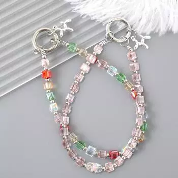 Квадратная цепочка для мобильного телефона с бусинами, шнурок для защиты от потери телефона, брелок с подвеской в виде собаки, браслет на запястье, камера, наушники, цепочка