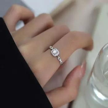 Квадратная цепочка кубический цирконий геометрическое кольцо предложение годовщина свадьбы подарок для девушки женщины ювелирные изделия для вечеринки